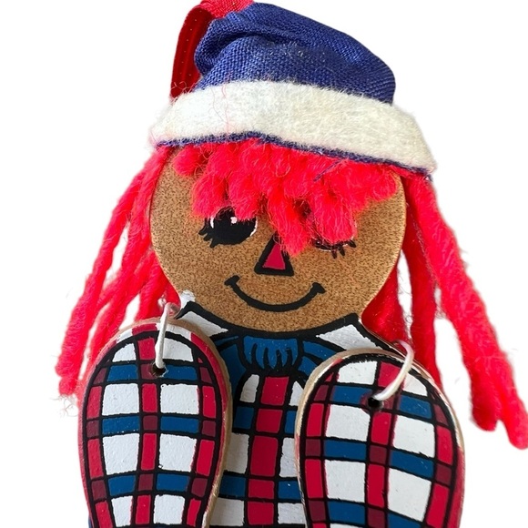 Vintage Kurt Adler Raggedy Ann and Andy Jointed Ornaments Wood 6” Taiwan - Picture 6 of 7
